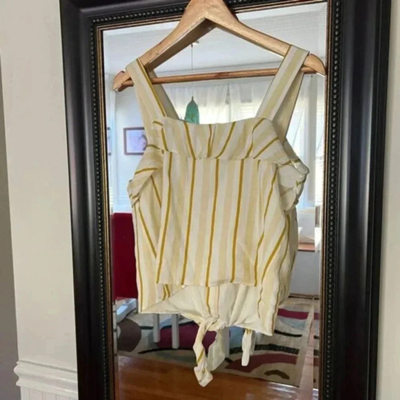 Lush Wide Strap Striped Shirt Butter Yellow - Picture 3 of 5